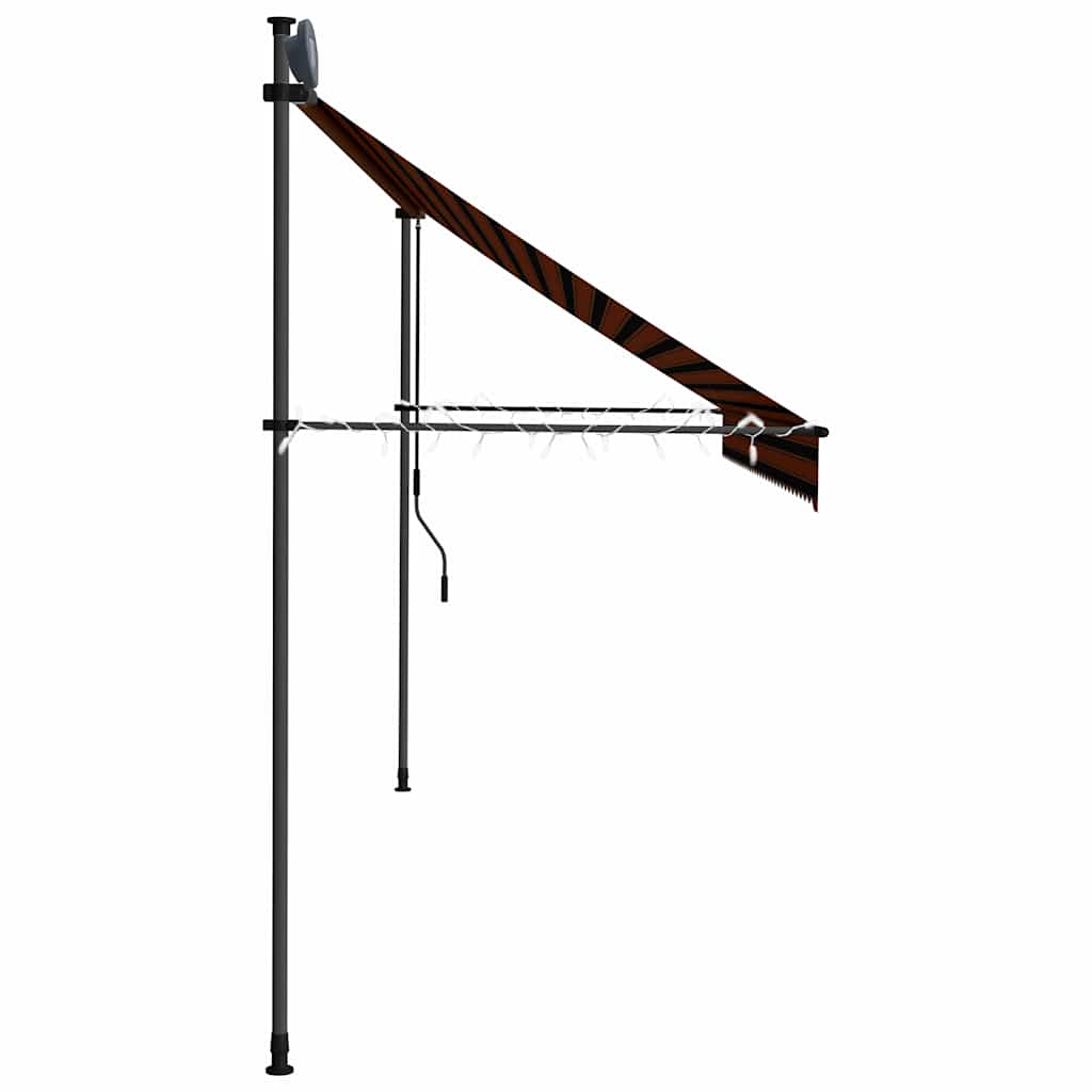 narancssárga-barna kézzel feltekerhető LED-es napellenző 350 cm