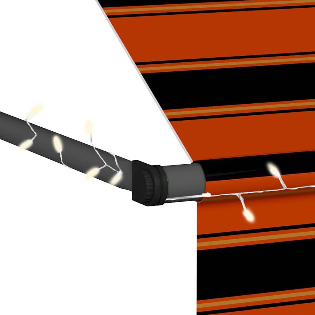 narancssárga-barna kézzel feltekerhető LED-es napellenző 350 cm