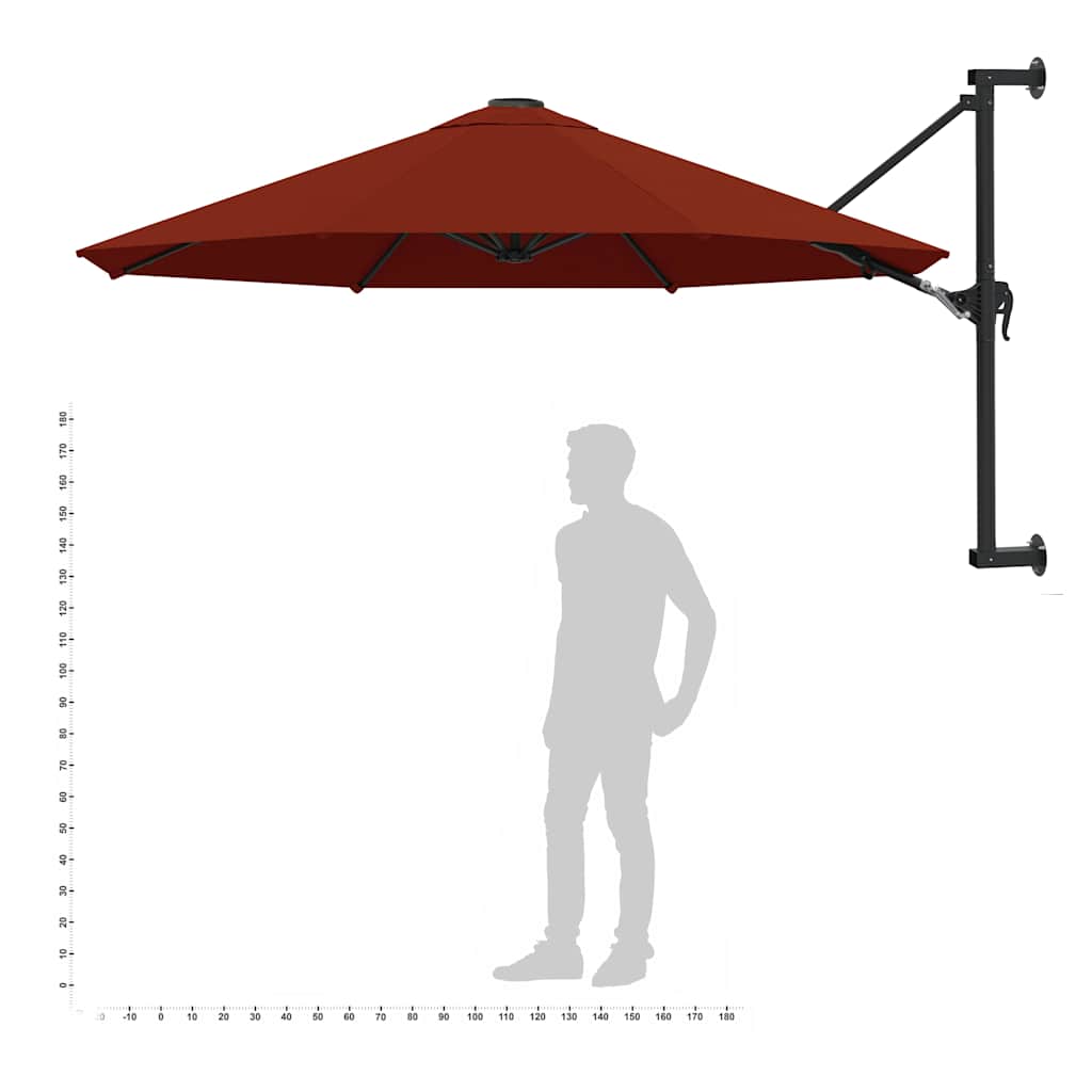 terrakotta falra szerelhető napernyő fémrúddal 300 cm