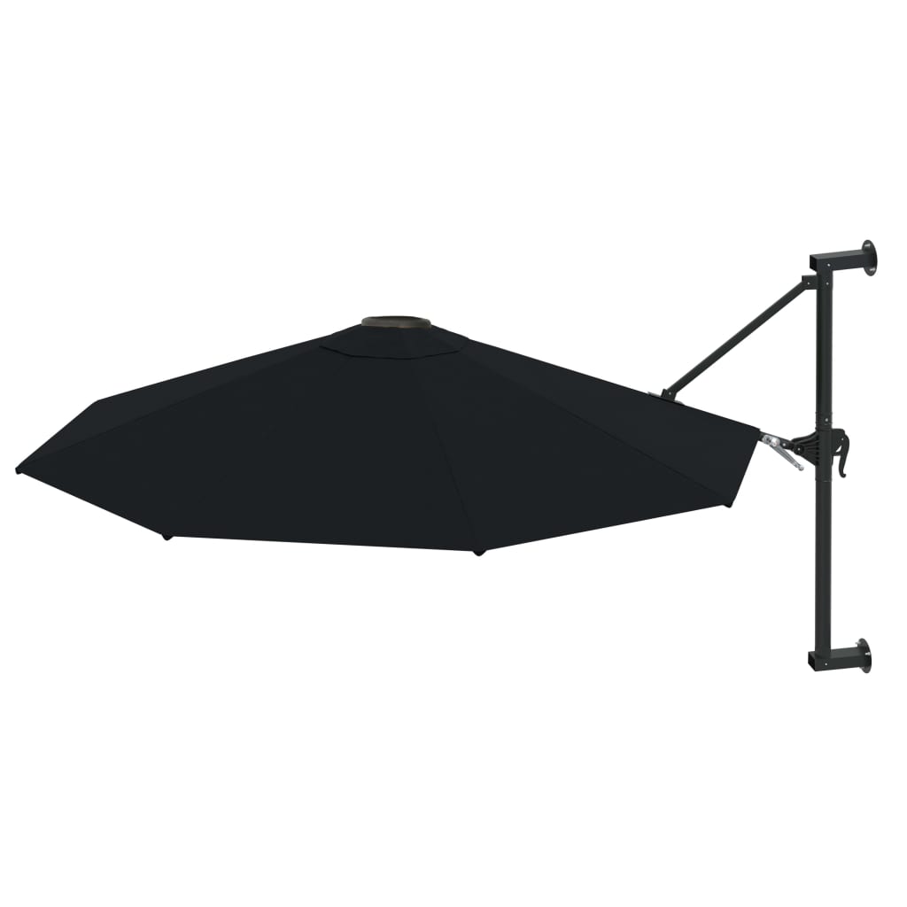 fekete falra szerelhető napernyő fémrúddal 300 cm