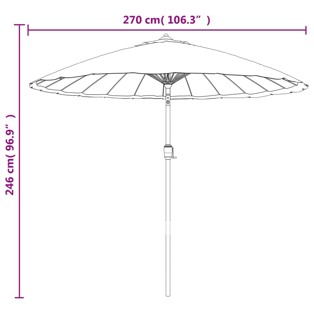 terrakotta kültéri napernyő alumíniumrúddal 270 cm