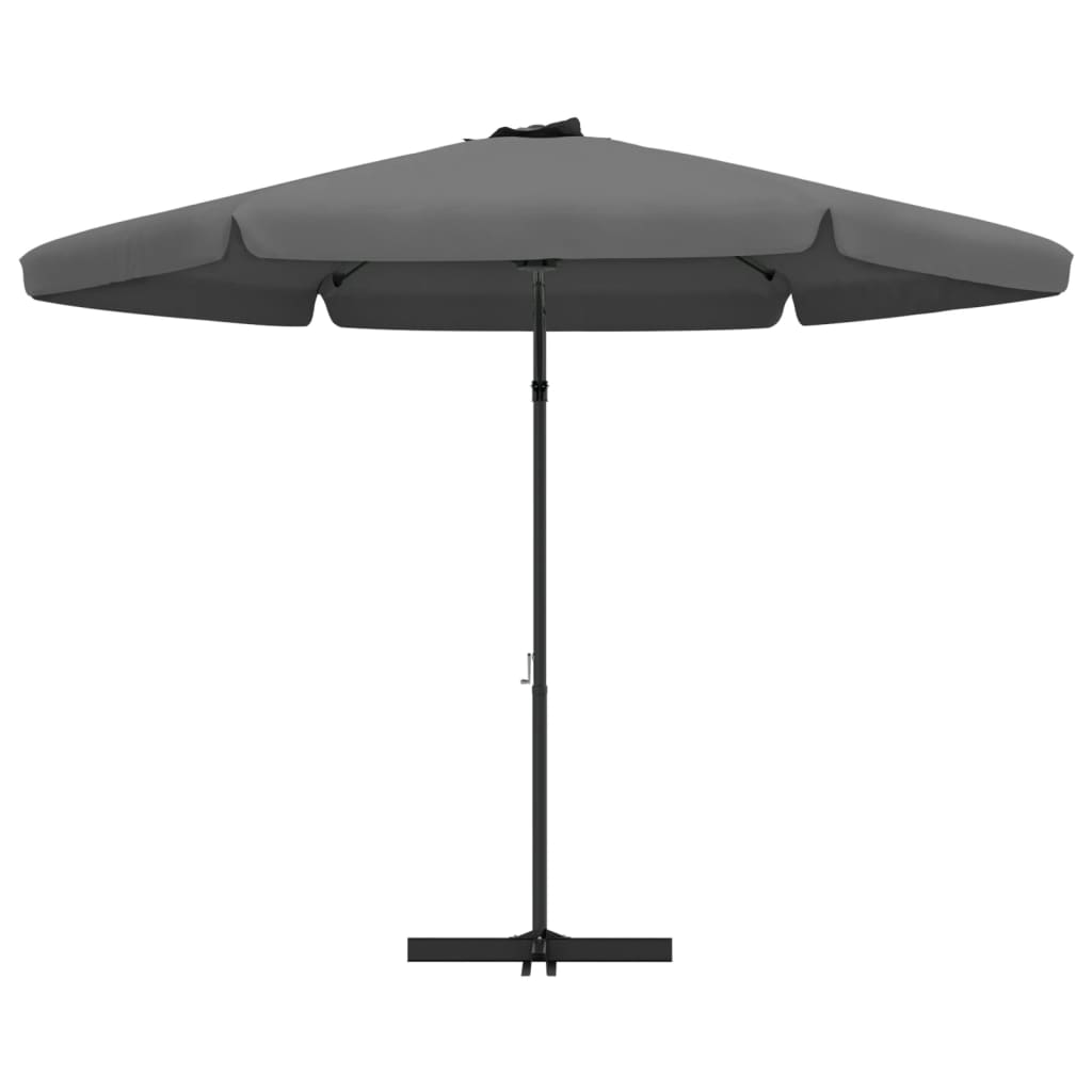 antracitszürke kültéri napernyő acélrúddal, 300 cm átmérőjű