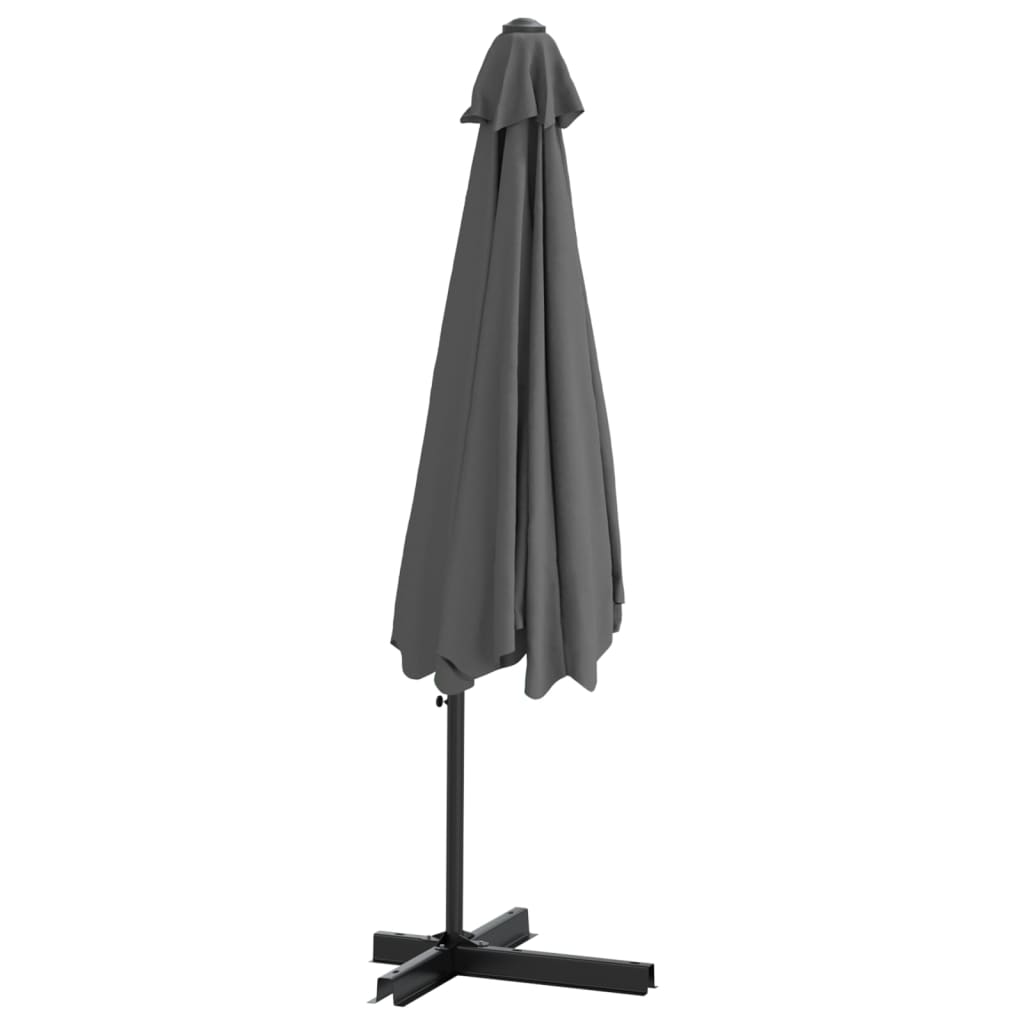 antracitszürke kültéri napernyő acélrúddal, 300 cm átmérőjű