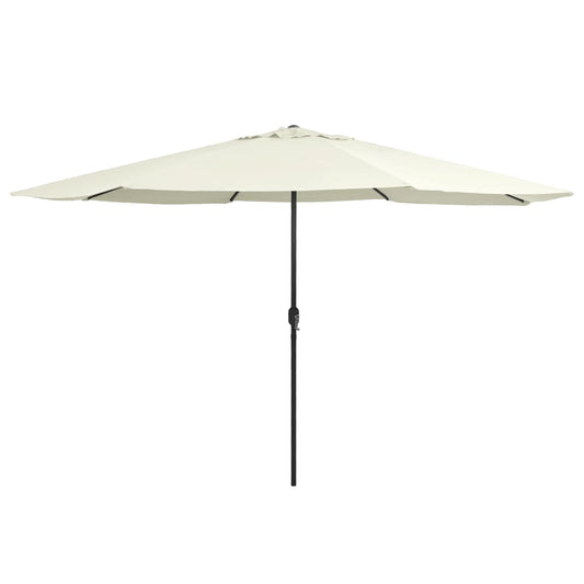 homokszínű kültéri napernyő fémrúddal 390 cm