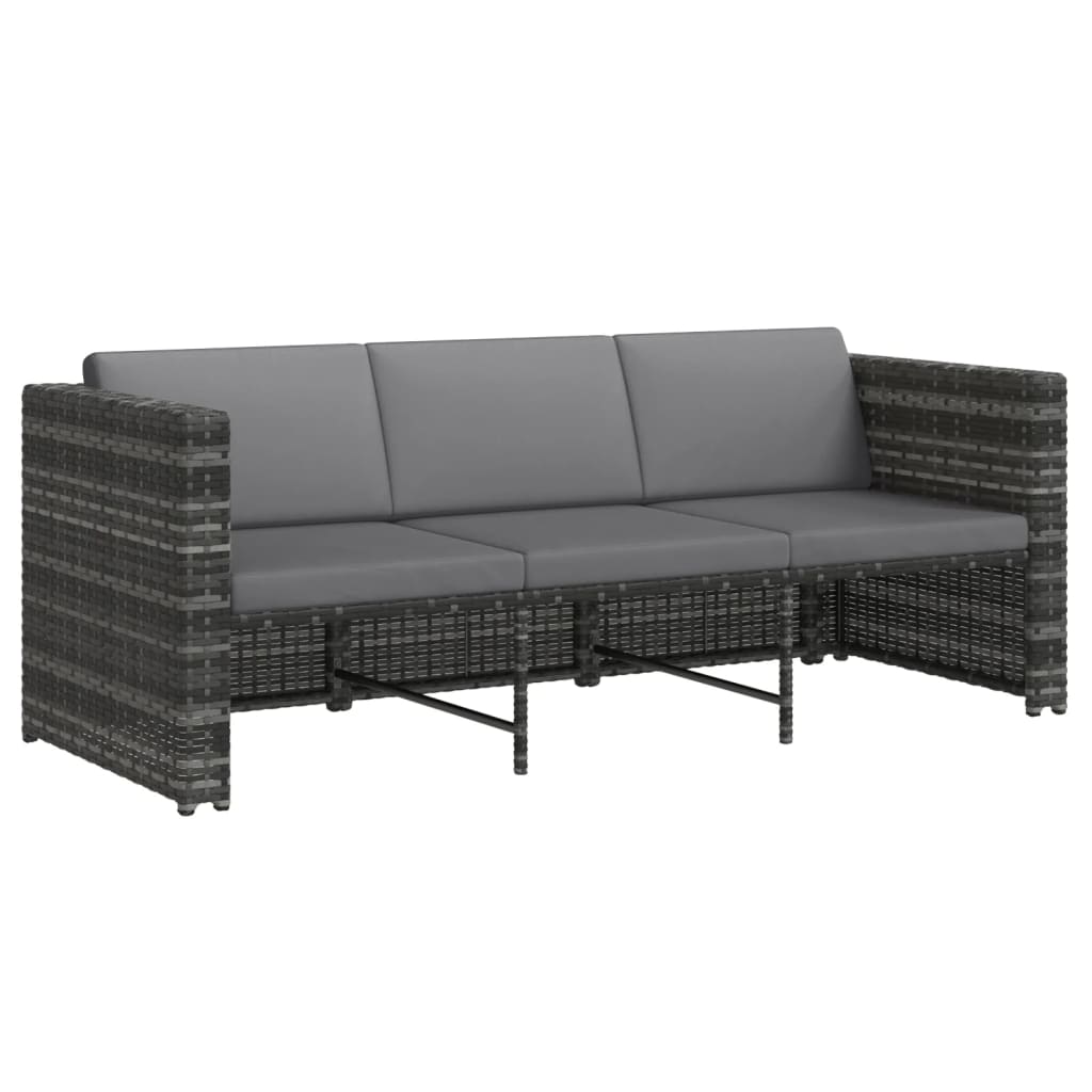 4-részes szürke polyrattan kerti bútorszett párnákkal