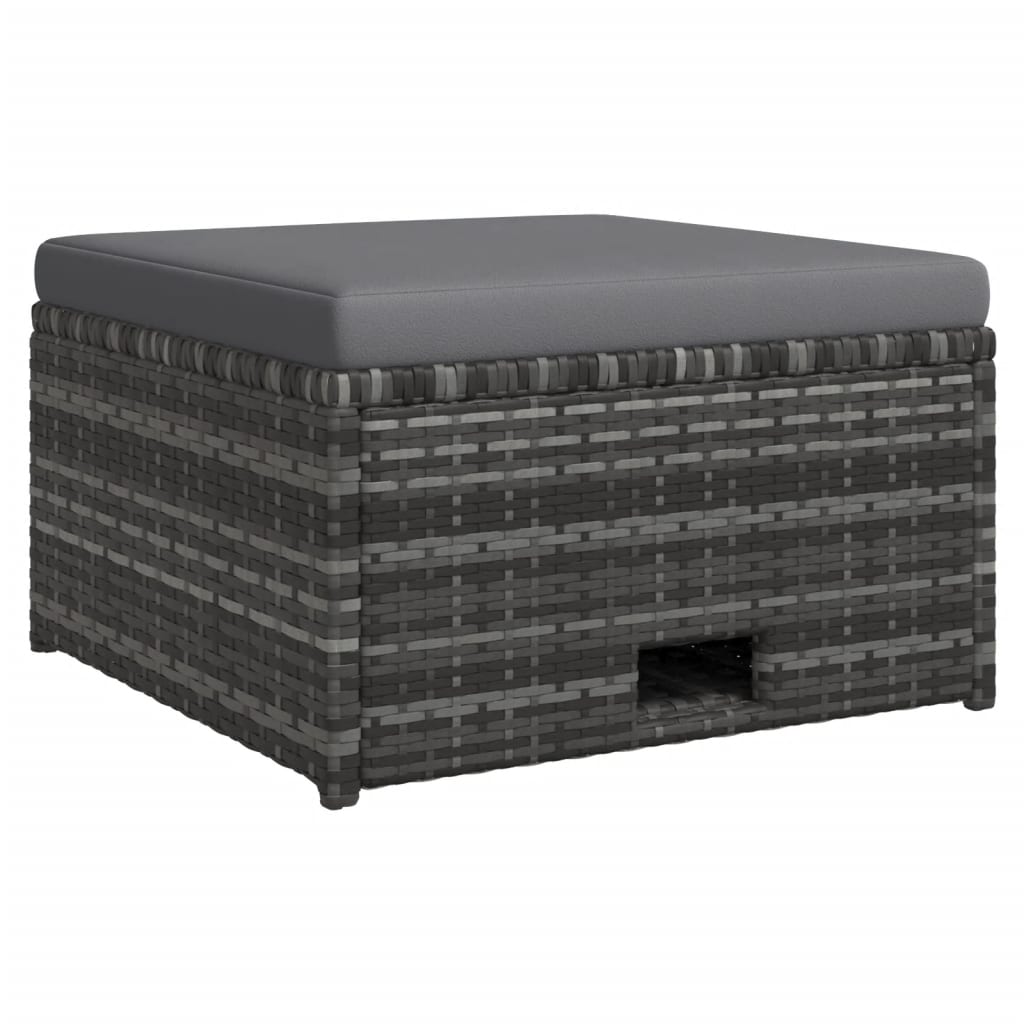4-részes szürke polyrattan kerti bútorszett párnákkal