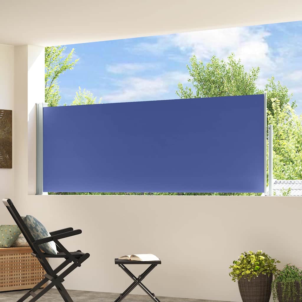 kék behúzható oldalsó teraszi napellenző 100 x 314 cm