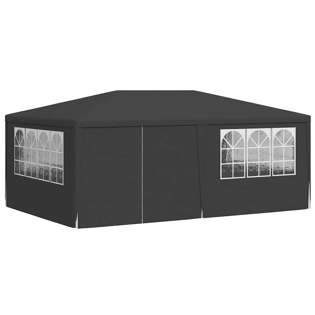 antracitszürke rendezvénysátor oldalfalakkal 4 x 6 m 90 g/m²