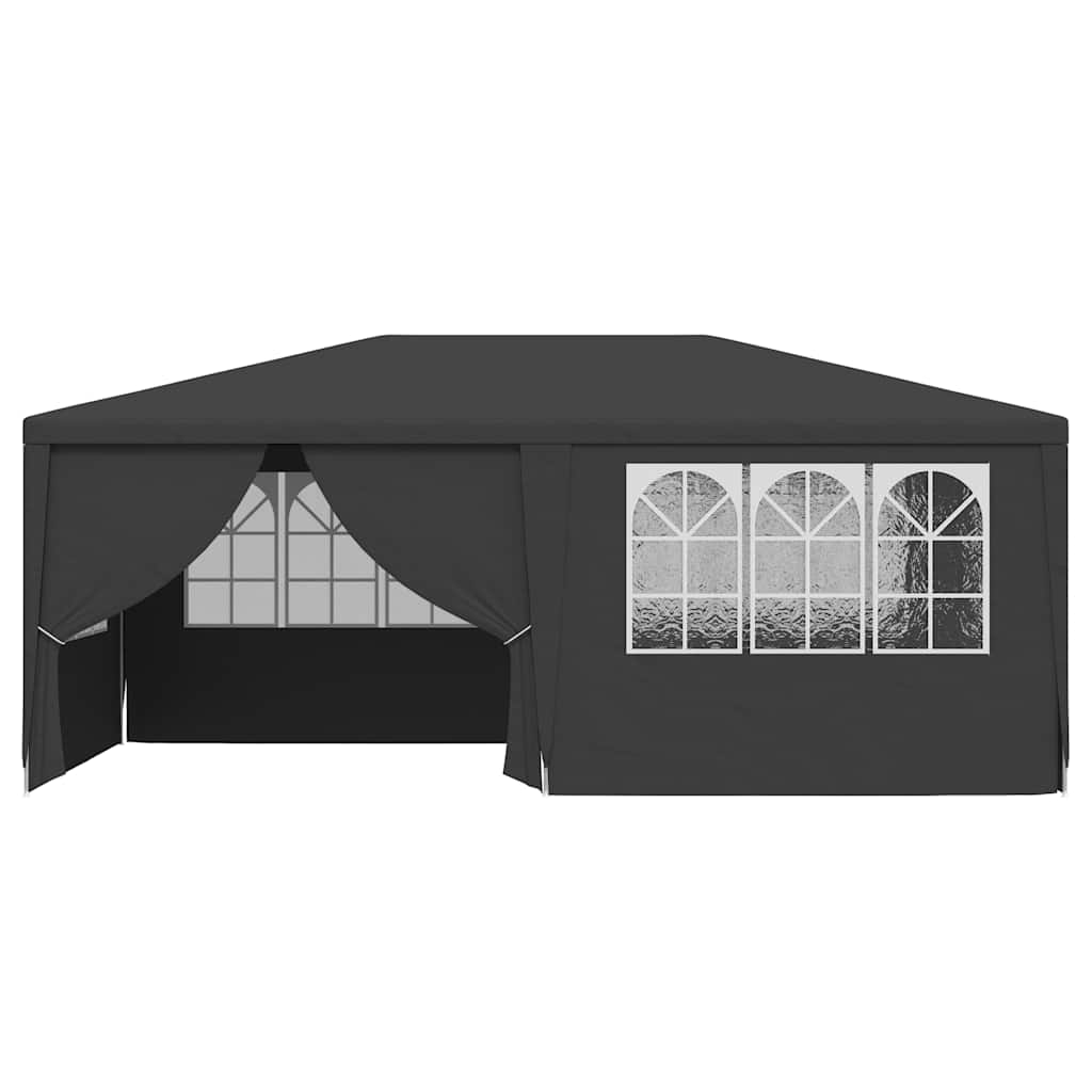 antracitszürke rendezvénysátor oldalfalakkal 4 x 6 m 90 g/m²