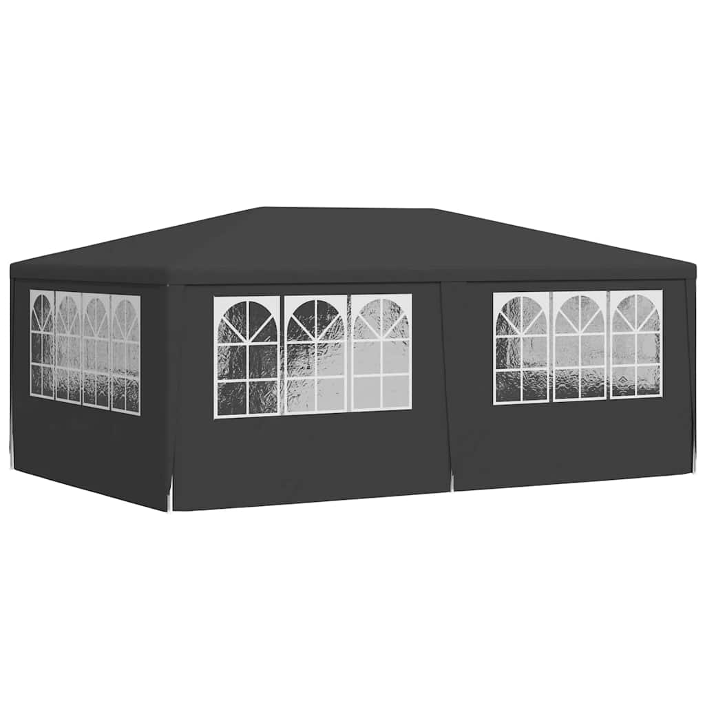 antracitszürke rendezvénysátor oldalfalakkal 4 x 6 m 90 g/m²