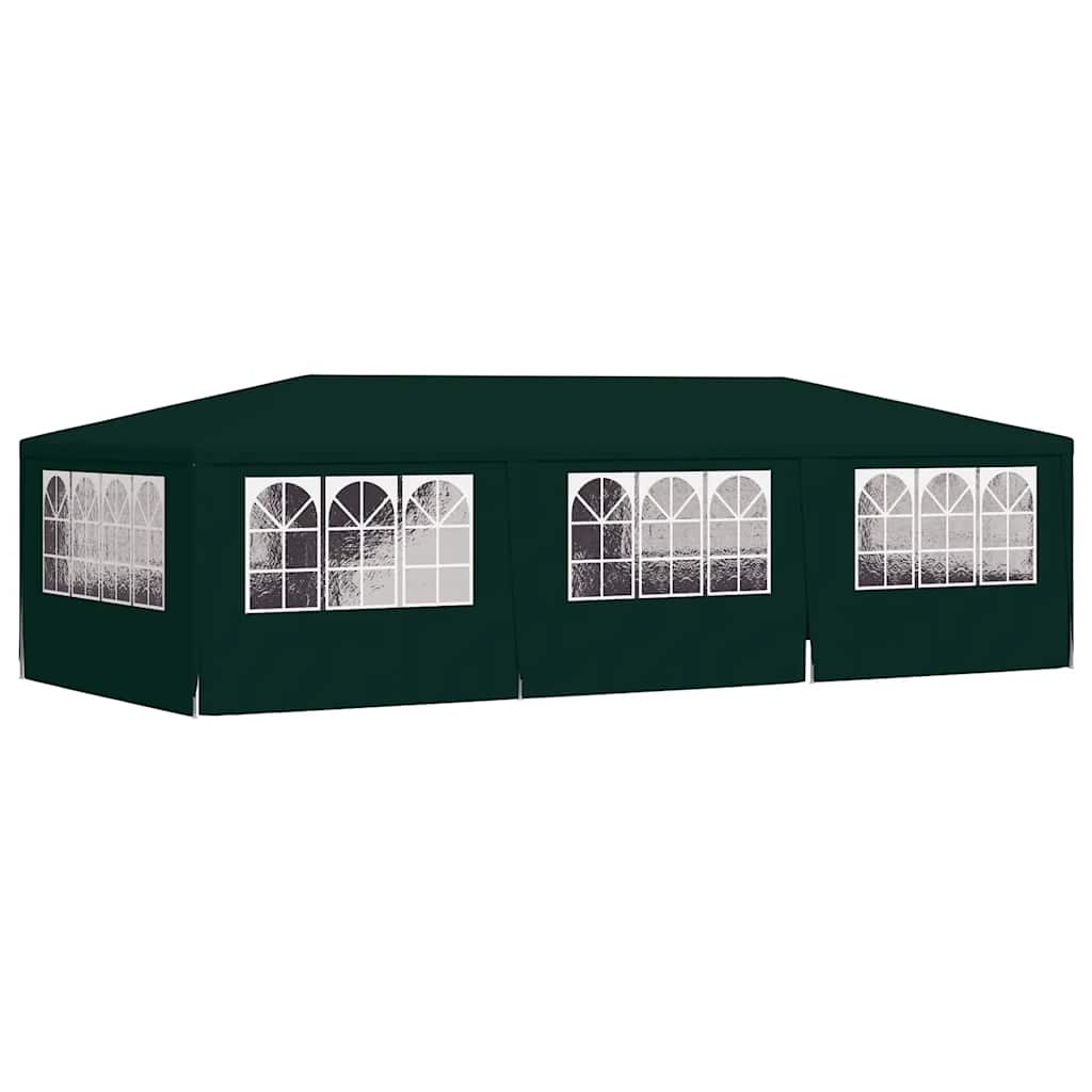 zöld rendezvénysátor oldalfalakkal 4 x 9 m 90 g/m²