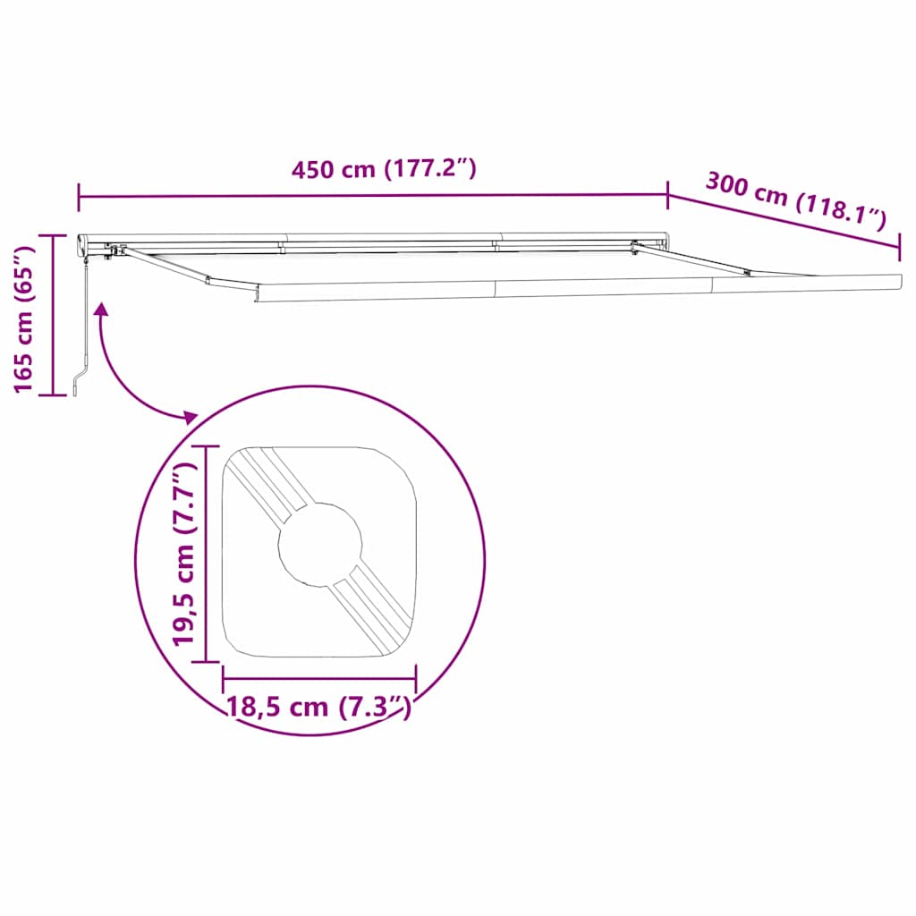 Napernyő keret Fehér 450 × 300 cm Alumínium