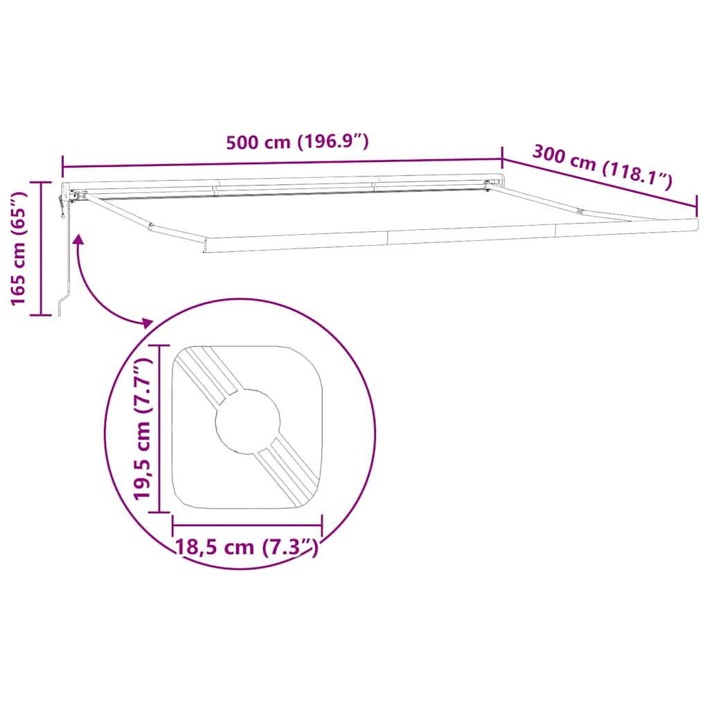 Napernyő keret Antracit 500 × 300 cm Alumínium