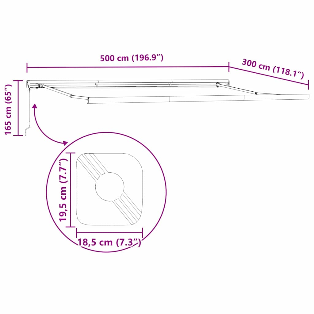 Napernyő keret Antracit 500 × 300 cm Alumínium
