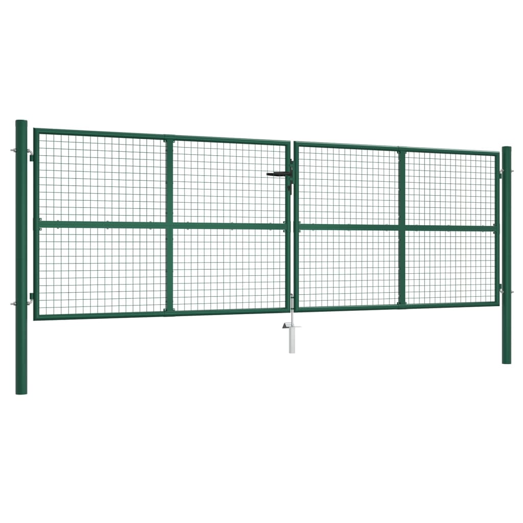zöld acél hálós kerti kapu 400 x 125 cm