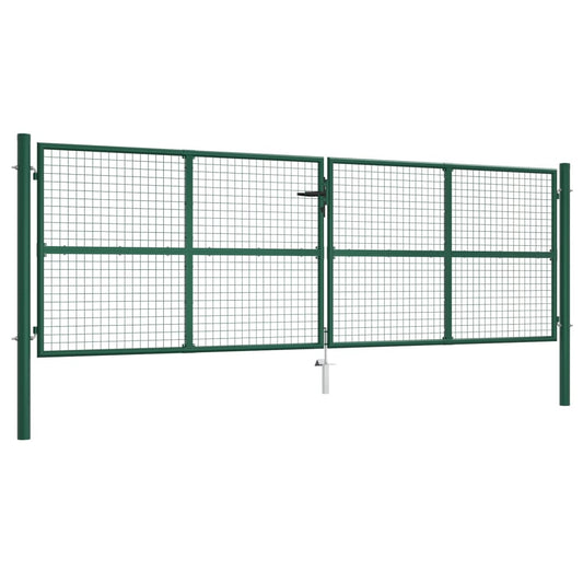 zöld acél hálós kerti kapu 400 x 125 cm