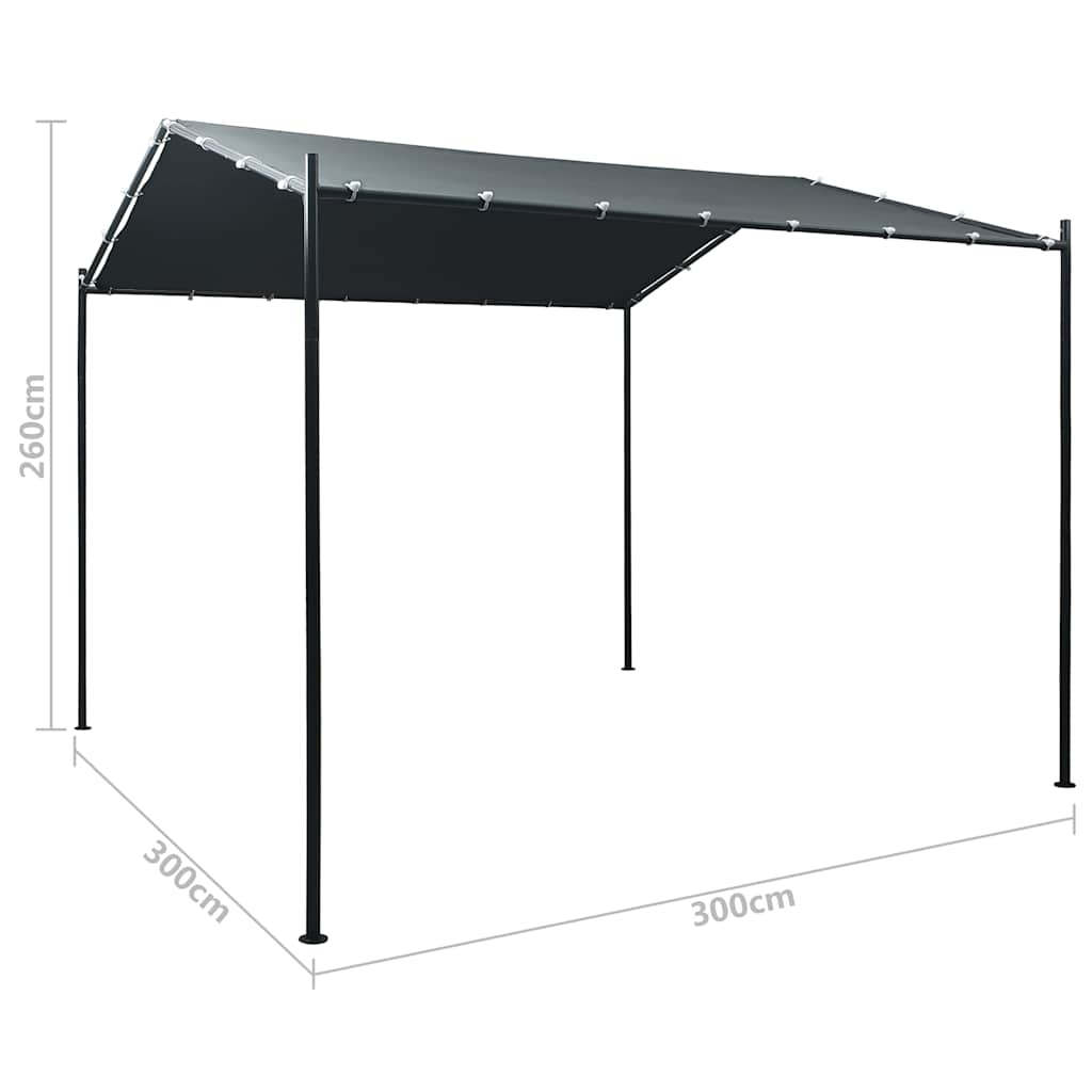 antracitszürke kerti acélpavilon vászontetővel 3 x 3 m