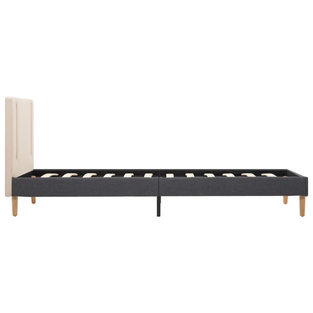 krémszínű-sötétszürke LED-es szövet ágykeret 100 x 200 cm