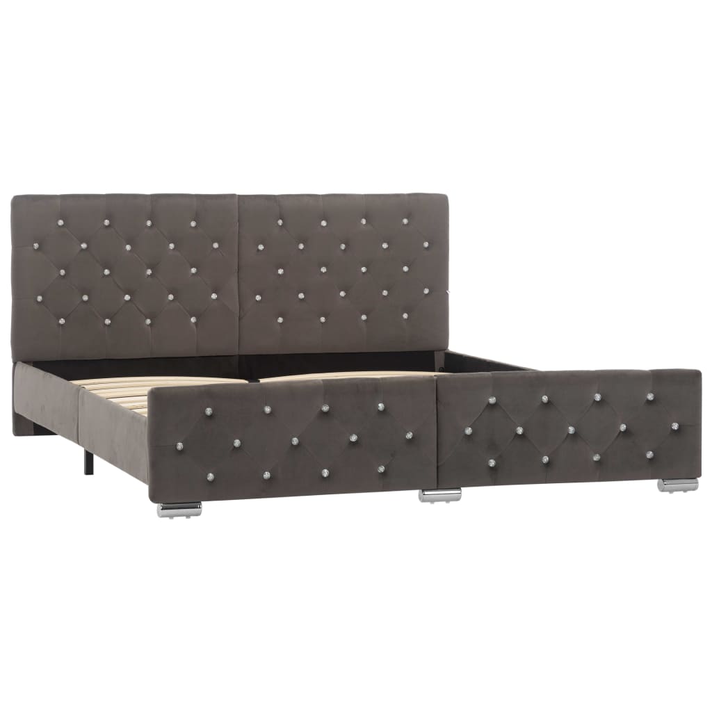 szürke bársony ágykeret 160 x 200 cm