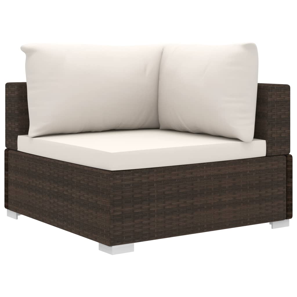10 részes barna polyrattan kerti bútorgarnitúra párnákkal