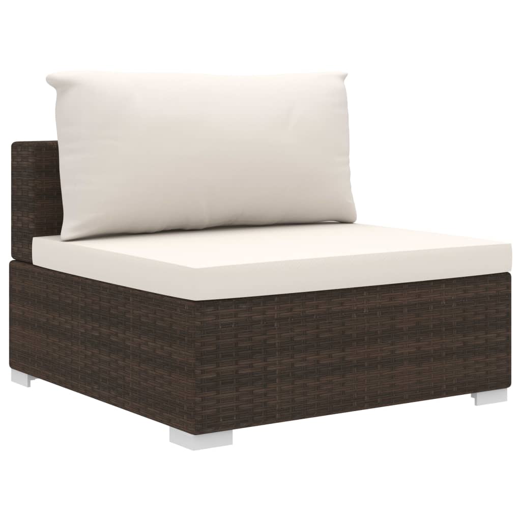 10 részes barna polyrattan kerti bútorgarnitúra párnákkal