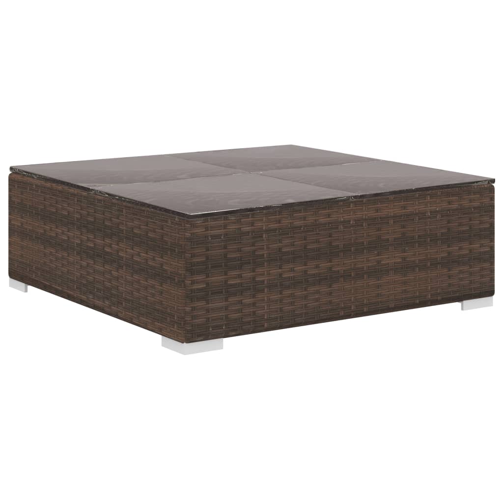 10 részes barna polyrattan kerti bútorgarnitúra párnákkal
