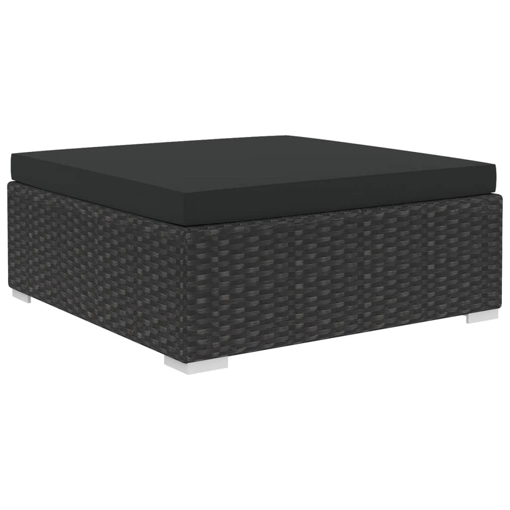 10 részes fekete polyrattan kerti ülőgarnitúra párnákkal