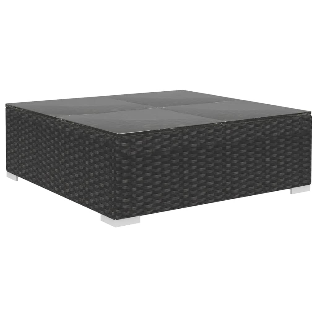 10 részes fekete polyrattan kerti ülőgarnitúra párnákkal