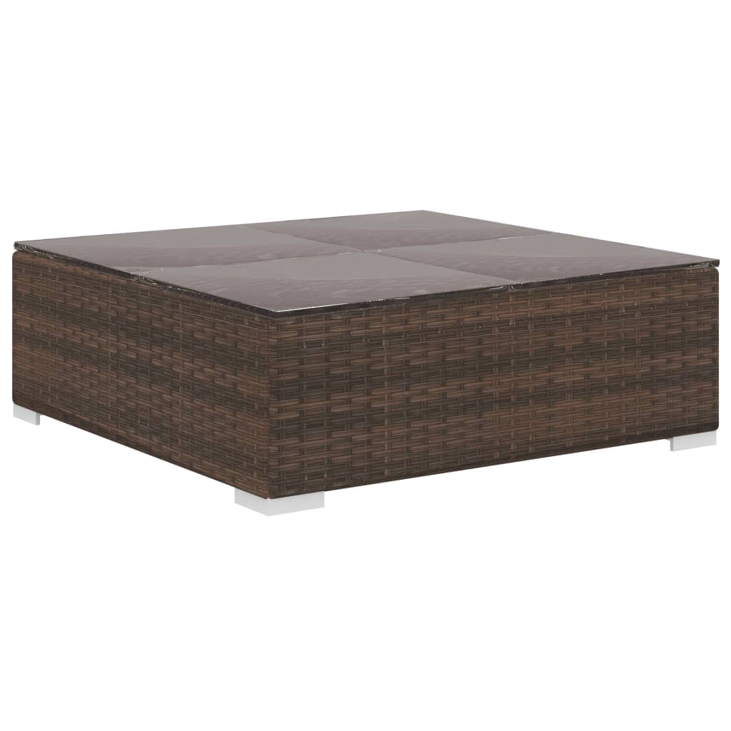 8 részes barna polyrattan kerti bútorszett párnákkal