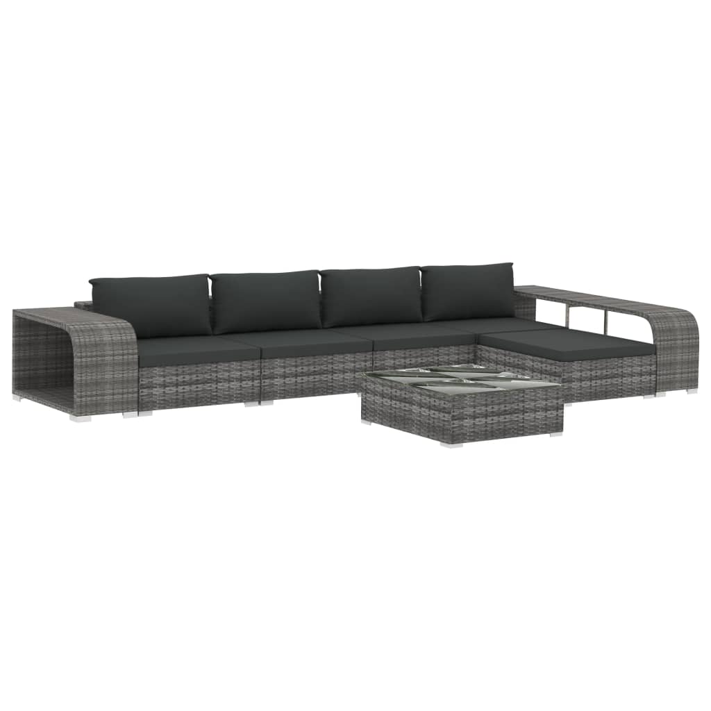 8 részes szürke polyrattan kerti bútorszett párnákkal