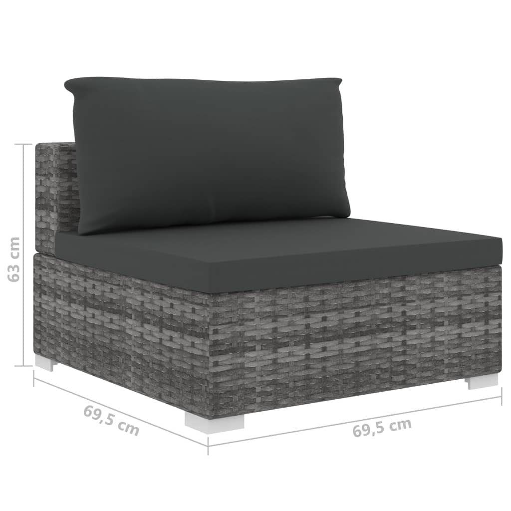 8 részes szürke polyrattan kerti bútorszett párnákkal
