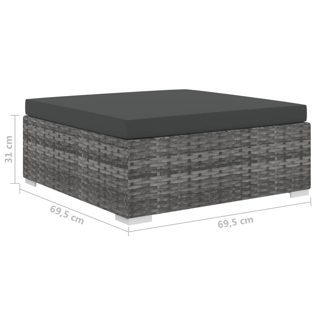 8 részes szürke polyrattan kerti bútorszett párnákkal