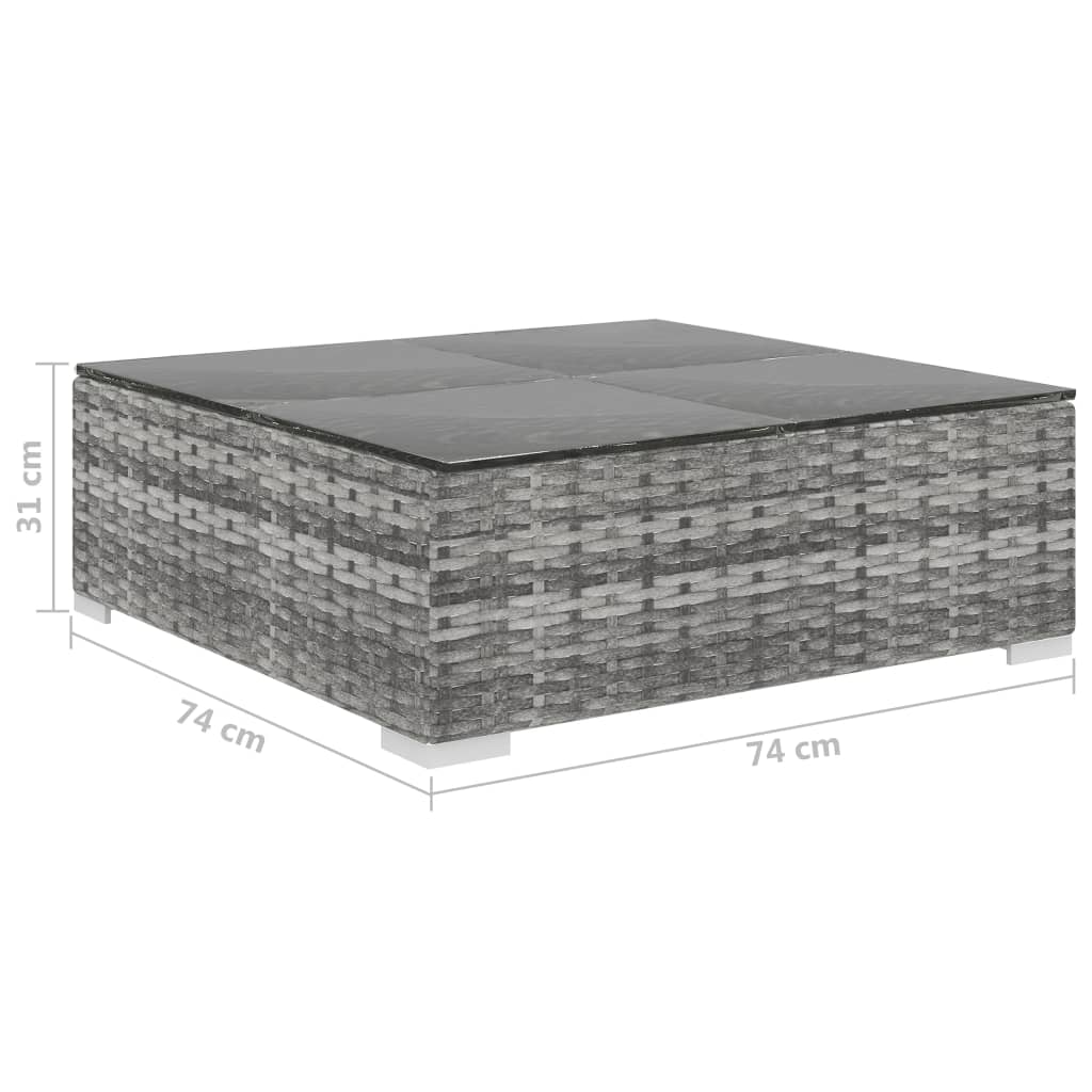 8 részes szürke polyrattan kerti bútorszett párnákkal