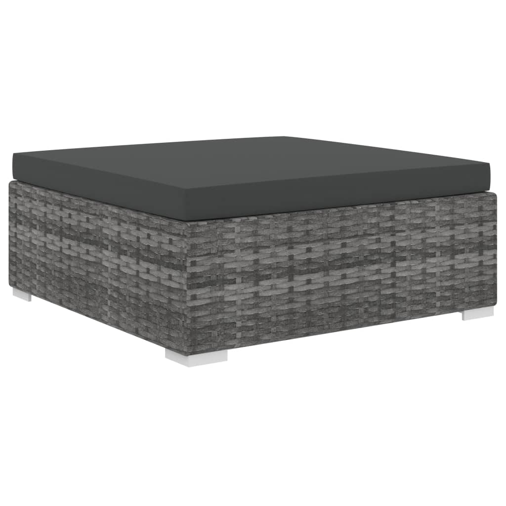 8 részes szürke polyrattan kerti bútorszett párnákkal
