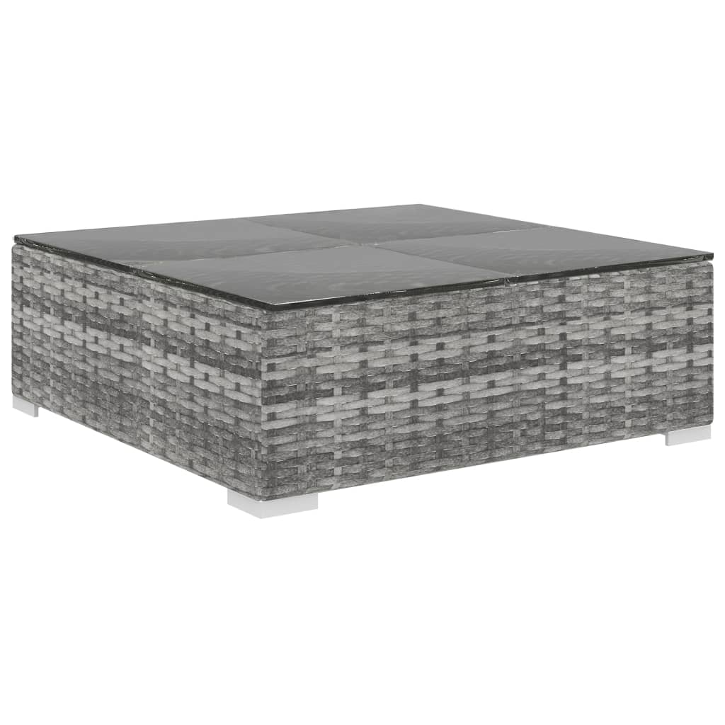 8 részes szürke polyrattan kerti bútorszett párnákkal