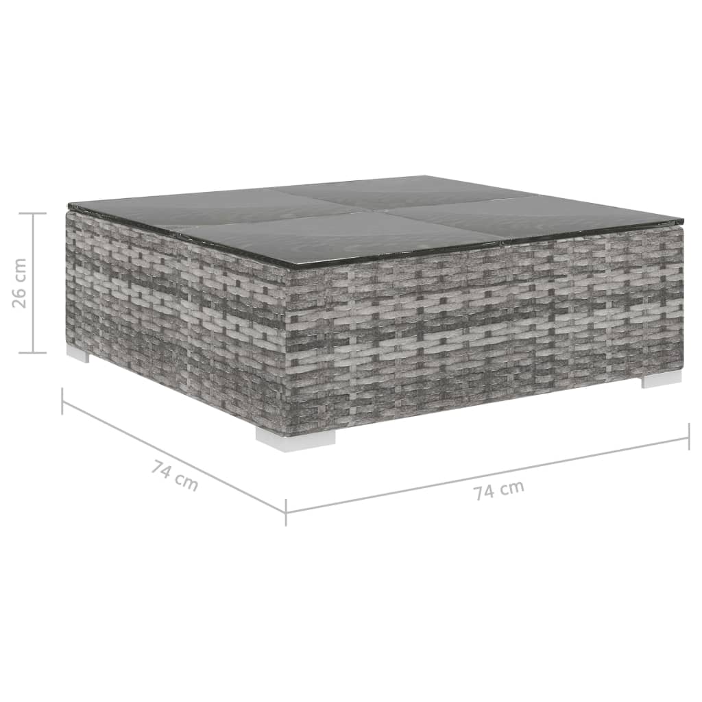 8 részes szürke polyrattan kerti bútorszett párnákkal