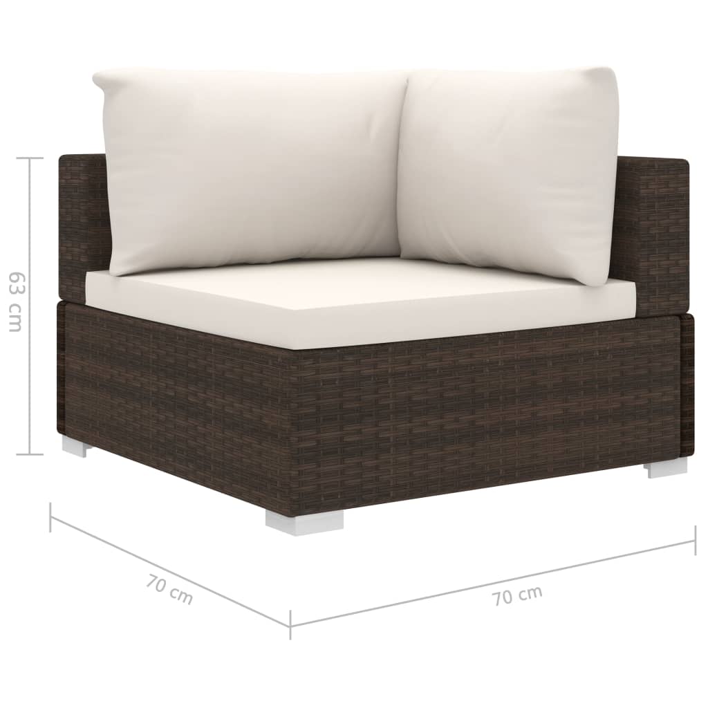 11 részes barna polyrattan kerti bútorszett párnákkal
