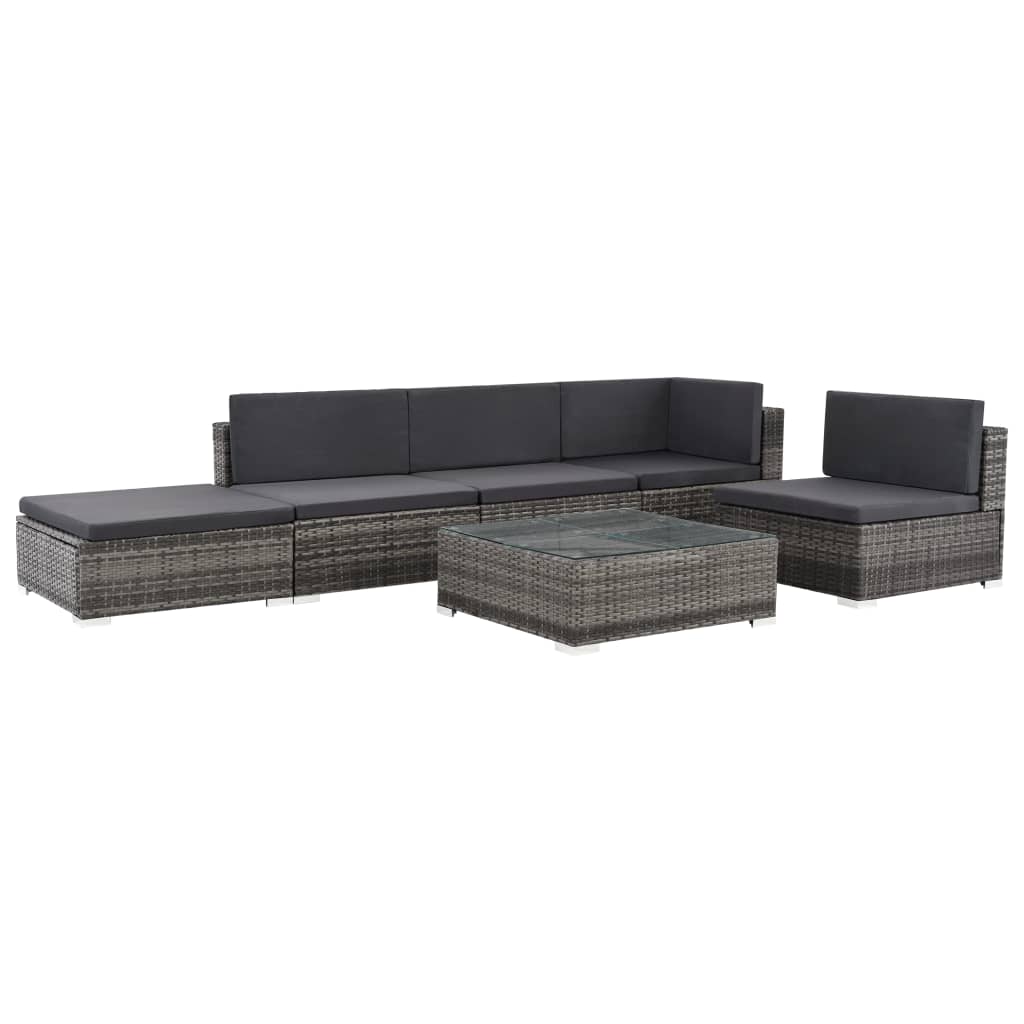 6 részes szürke polyrattan kerti ülőgarnitúra párnákkal