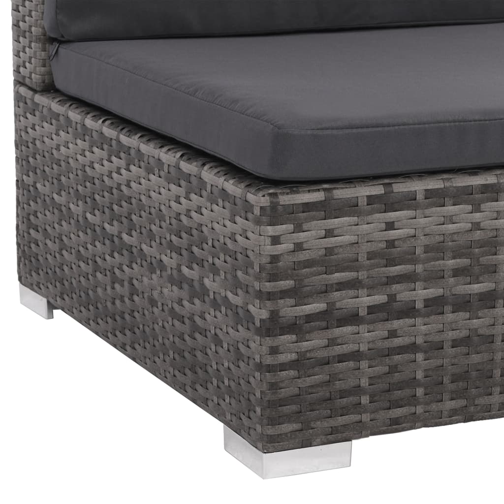 6 részes szürke polyrattan kerti ülőgarnitúra párnákkal