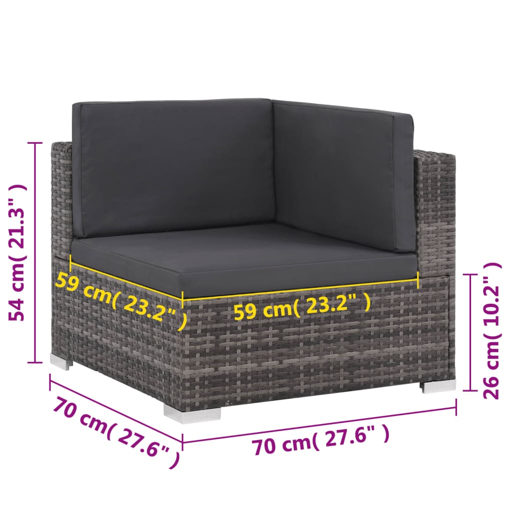 6 részes szürke polyrattan kerti ülőgarnitúra párnákkal