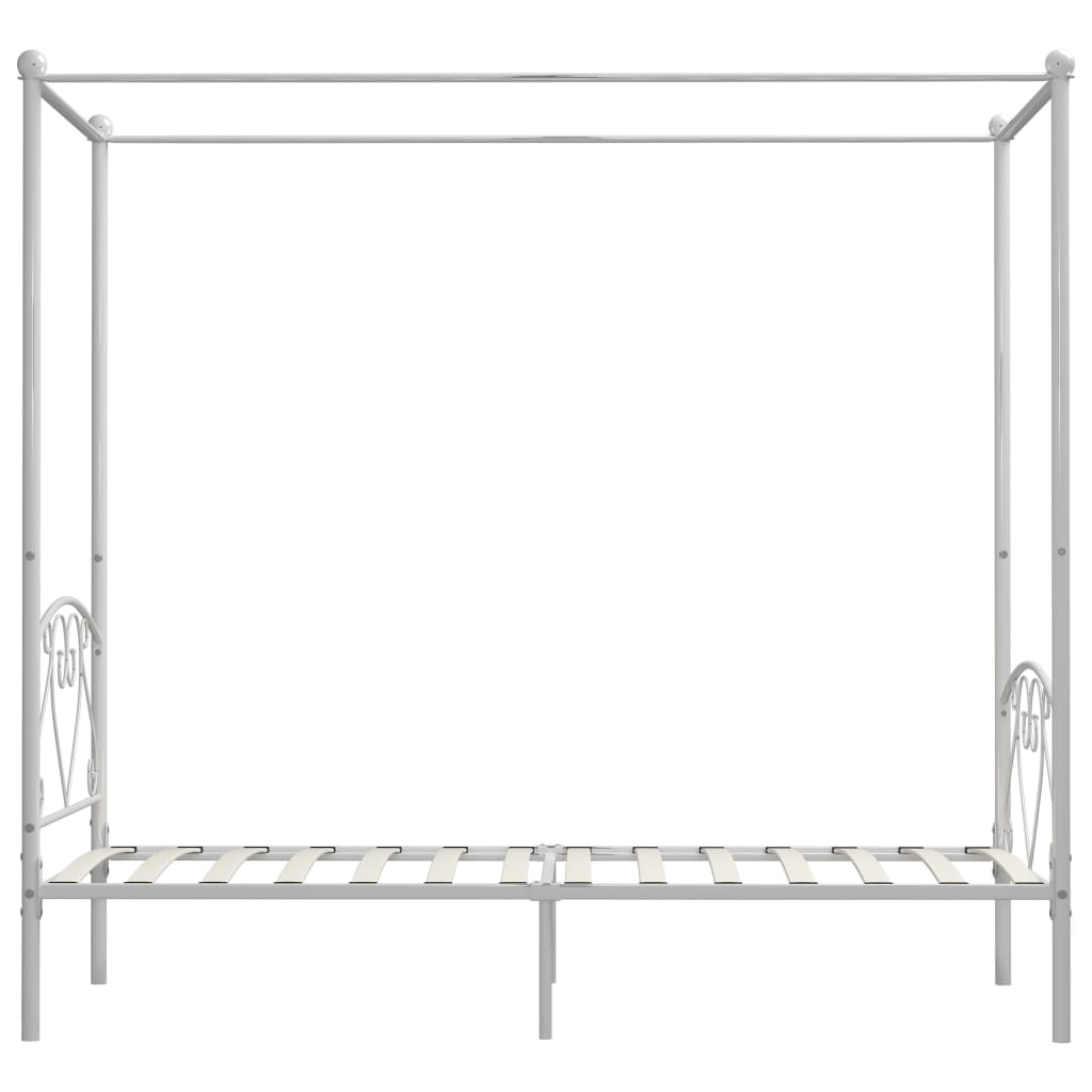 fehér fém baldachinos ágykeret 100 x 200 cm