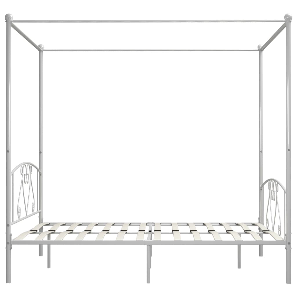 fehér fém baldachinos ágykeret 180 x 200 cm
