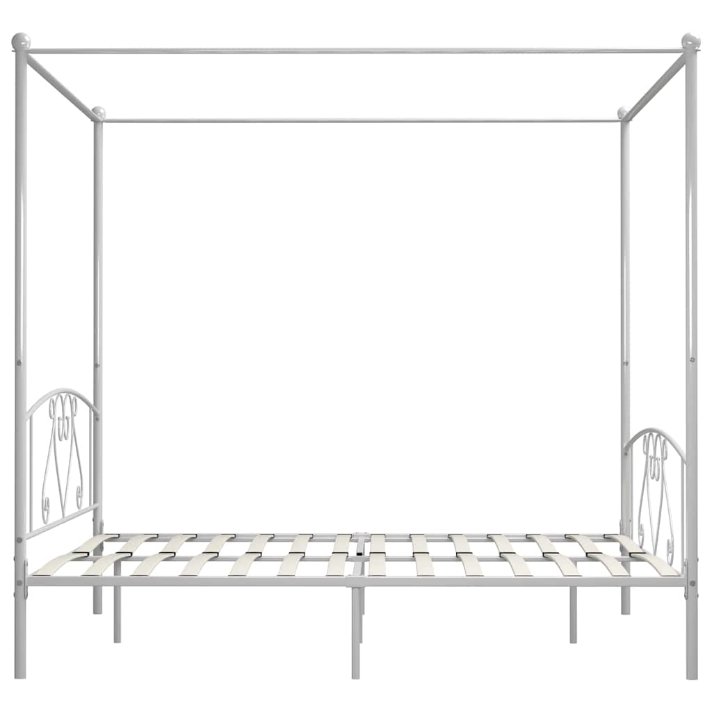 fehér fém baldachinos ágykeret 200 x 200 cm