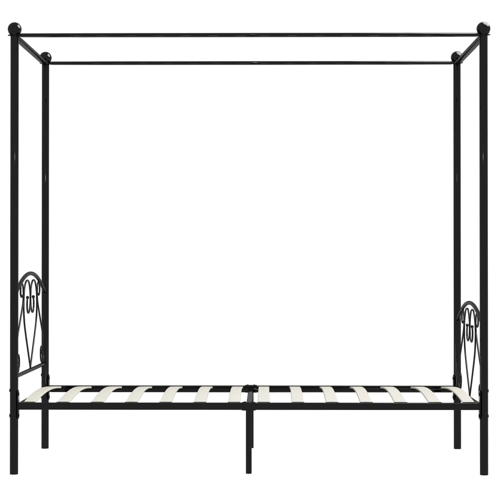 fekete fém baldachinos ágykeret 90 x 200 cm
