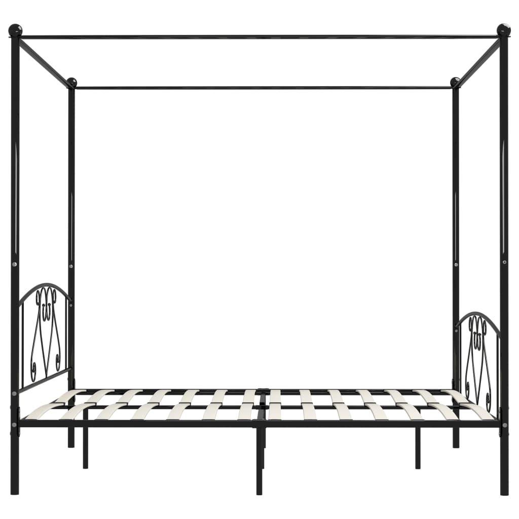 fekete fém baldachinos ágykeret 180 x 200 cm