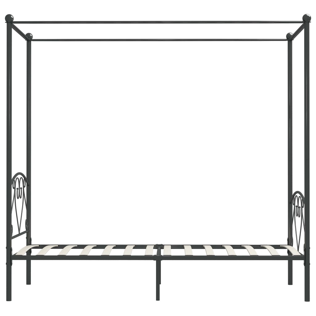 szürke fém baldachinos ágykeret 100 x 200 cm