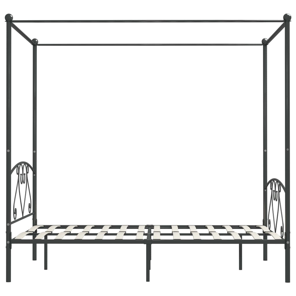szürke fém baldachinos ágykeret 160 x 200 cm