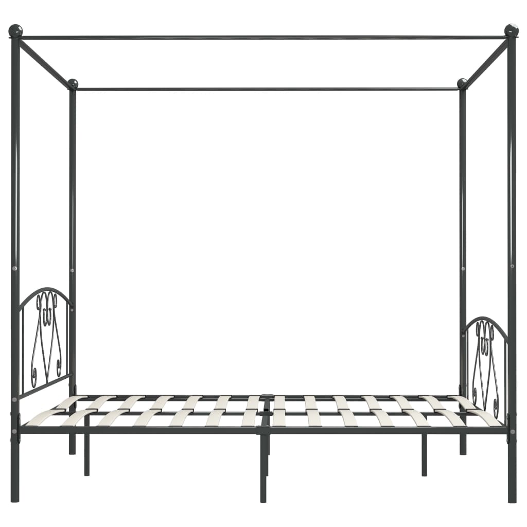 szürke fém baldachinos ágykeret 180 x 200 cm