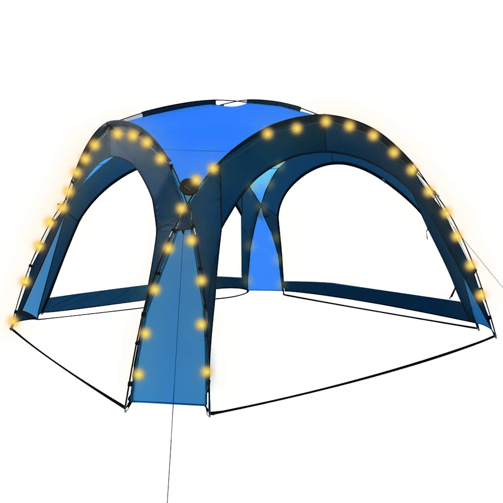 kék rendezvénysátor LED-del és 4 oldalfallal 3,6 x 3,6 x 2,3 m