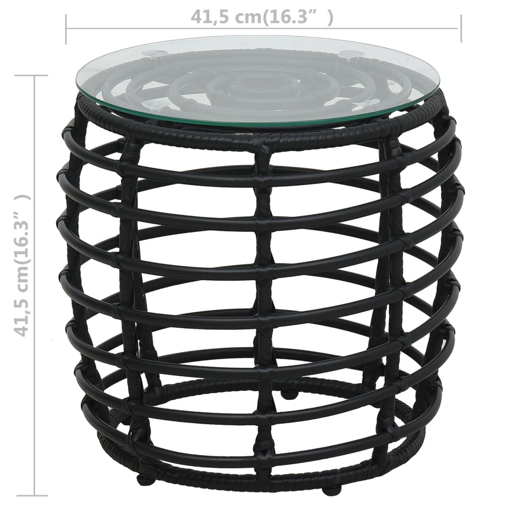 3-darabos fekete polyrattan bisztrószett